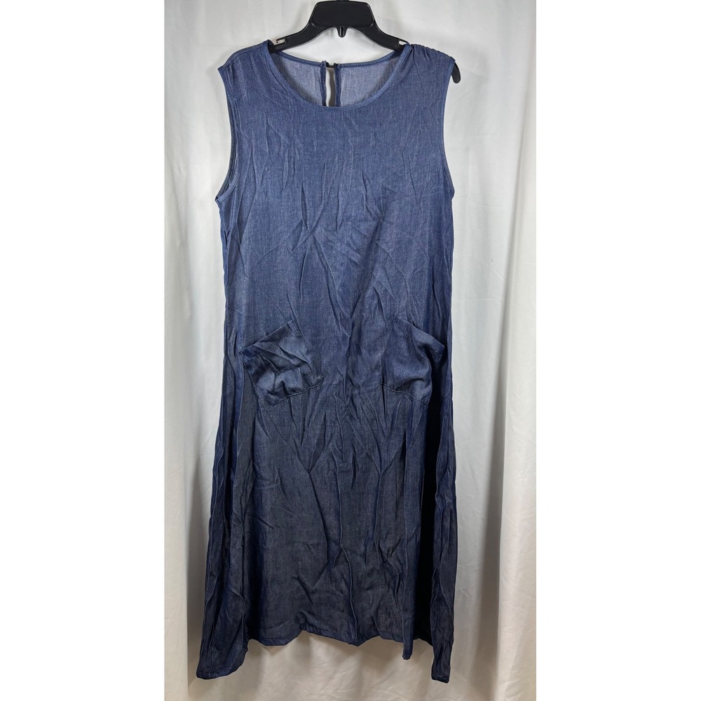 Denim Ombre‎ Sleeveless Midi Dress Women's Size L Polyester